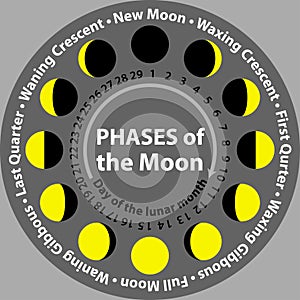 Moon phases in a circle. Scheme