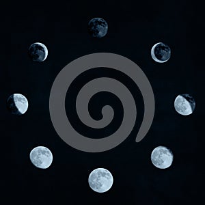 Moon phases collage