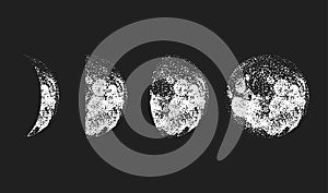 Moon phases dot vector background