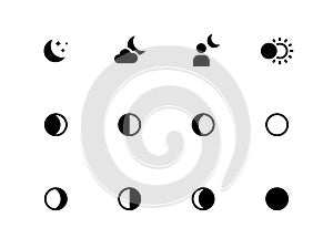 Moon phases icons on white background
