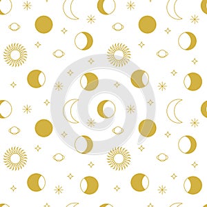 Moon Phases Seamless Pattern
