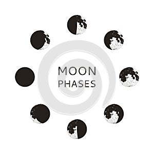 Moon phases set, realistic graphic symbols, vector illustration