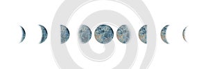 Moon phases set watercolor isolated photo