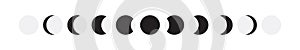 Moon Phases Simple Black and Gray Isolated Symbols