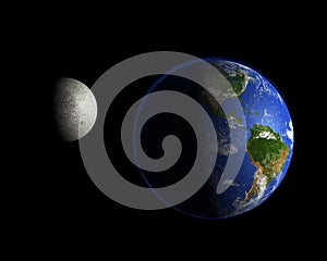 Moon and planet Earth