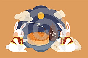 Moon rabbit on Mid-Autumn Festival