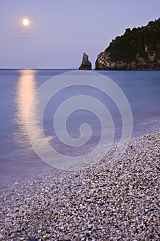 Moon with reflection over the sea