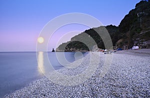 Moon with reflection over the sea