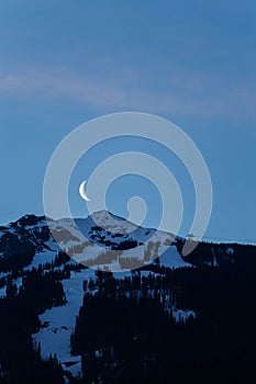 Moon Rising Over Whistler Blackcomb