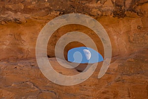 Moon through rock window