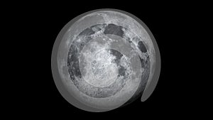 The Moon Rotating Isolated Over Black