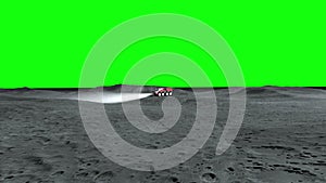 Moon rover on the moon. space expedition. Green screen footage