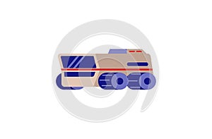 Moon rover for space exploration expedition, flat vector illustration isolated.