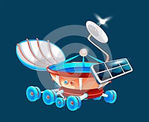 Moon rover , space ship, lunar rover, moonwalker,research spaceship, vector catroon ilustration