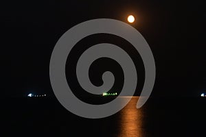 The moon on the sea at night in Odesa. Ukraine
