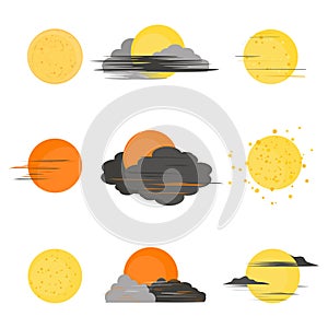 Moon. A set of moon and cloud icons. Design elements. Vector illustration