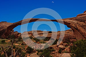 Moon shines over the incredible Landscape Arch