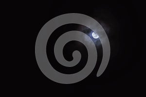 Moon shining on the cloudy sky