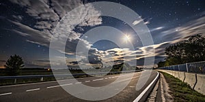 Moon Sky Clouds Road