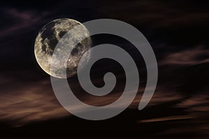 Moon sky and clouds .