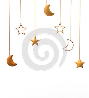Moon star full empty golden yellow orange color decoration ornament muslim islamic eid arabic celebration