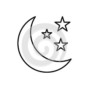 Moon and star outline icon vector for your web design, logo, UI. illustration