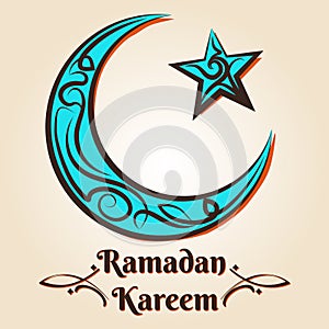 Moon and star Ramadan Kareem emblem photo