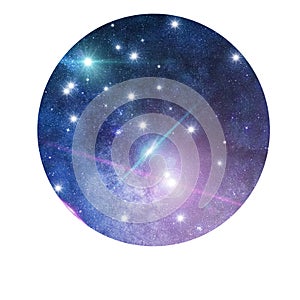 Moon and stars  on dark night blue sky  circle   universe nature template background