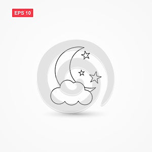 Moon stars icon vector with cloud 1