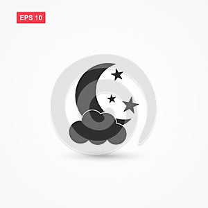 Moon stars icon vector with cloud 2