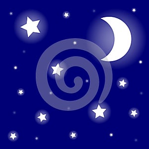 Moon and stars