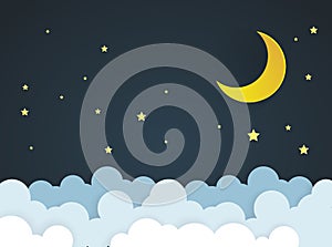 Moon and stars in midnight