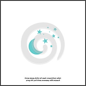 Moon and stars Vector icon. Yellow stars on a blue night sky on white isolated background