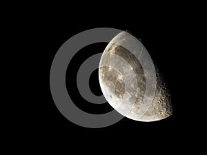 Moon surface showing 62 percent illuminated waning gibbous lunar phase