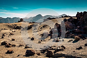 Moon surface of Teide National par on Tenerife island, Spain