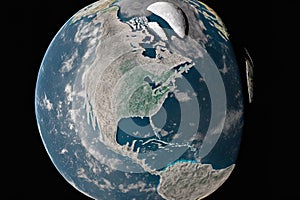 Moon surface views of Earth, including a NASA provided map of the United States