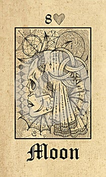 Moon. Tarot card from Lenormand Gothic Mysteries oracle deck