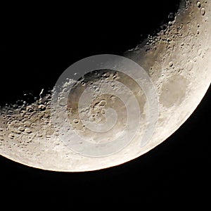 Moon terminator line with detailed visible central area