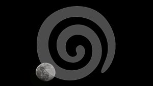 Moon Timelapse, Stock time lapse : Full moon rise in dark nature sky, night time. Full moon disk time lapse with moon light up in