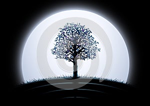 Moon tree silhouette