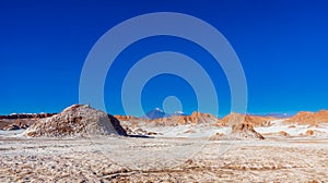 Moon Valley and volcano Licancabur by San Pedro de Atacama in Chile