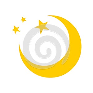 Moon vector icon logo.Moon and stars illustration