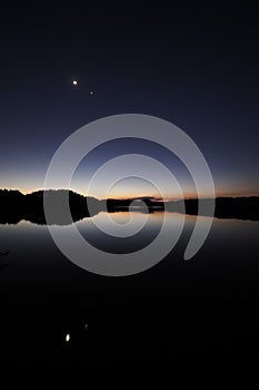 Moon and Venus over Paurotis Pond in the Everglades.