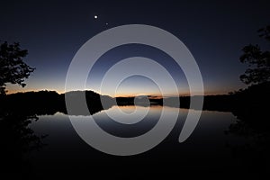 Moon and Venus over Paurotis Pond in the Everglades.