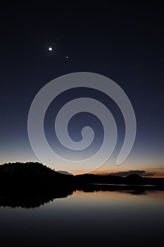 Moon and Venus over Paurotis Pond in the Everglades.