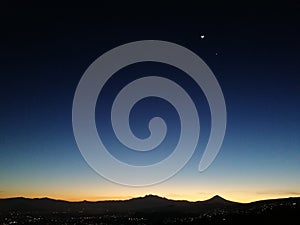Moon and Venus over the Valley of Mexico