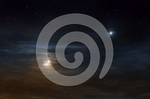 Moon and Venus in the sky