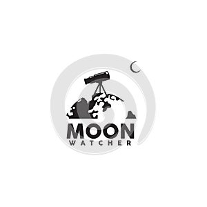 Moon watcher logo design template