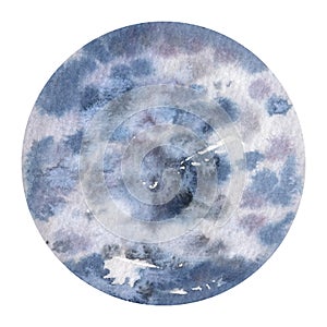 Moon, watercolor planet, isolated white background, space illustration, hand drawing