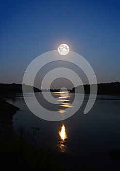 Moonbeam in river